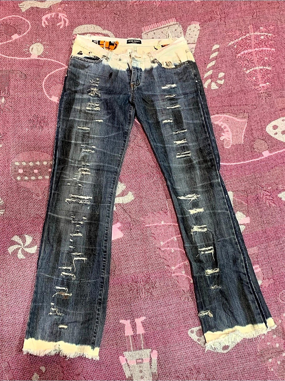 Miss Sixty Distressed Straight Leg Jeans Blue Waist 29